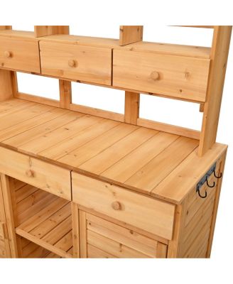 65.7" Tall Garden Potting Bench with Hutch & Storage