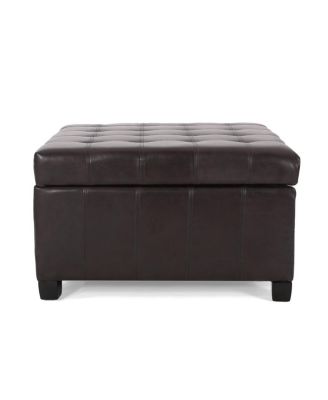 Upholstered Tufted PU Leather Storage Ottoman
