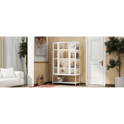 Iron Display Cabinet with Glass Door and LED Lights