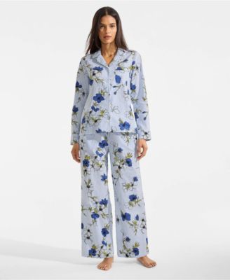 Women's Cotton Poplin 2 Piece Pajama Set - Long Sleeve Top and Pants