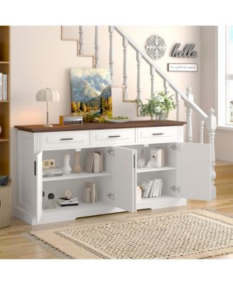 63" Fluted Sideboard Buffet Cabinet with 4 Doors & 3 Drawers