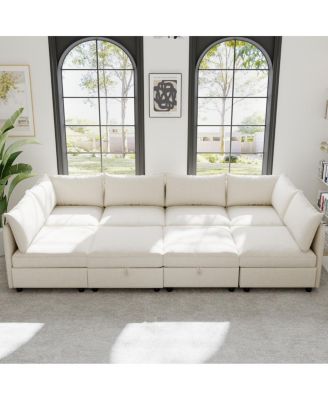 Modular Sectional Sofa with Storage & Sleeper - Flexible Fabric Combinations