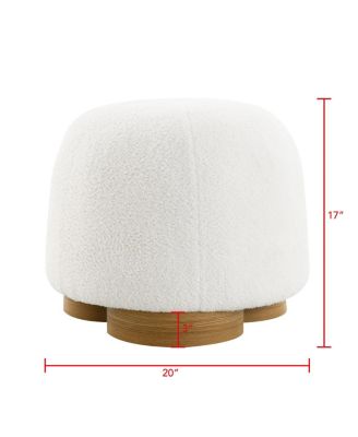Fully Assembled Round Soft Teddy Fabric Upholstered Ottoman Footstool