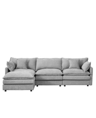 Modular Sectional Sofa, 102" L-Shaped Couch Set, 3-Seater Cloud Couch with Ottoman