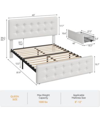 Bed Frame with 4 Storage Drawers and Headboard