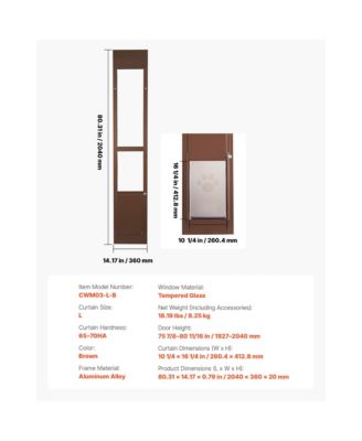 Adjustable Sliding Glass Pet Door for Renters, Aluminum Alloy Frame with Lock & Flap