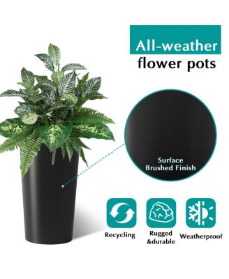 2 Pack 21.7" Tall Square Planters for Outdoor Plants