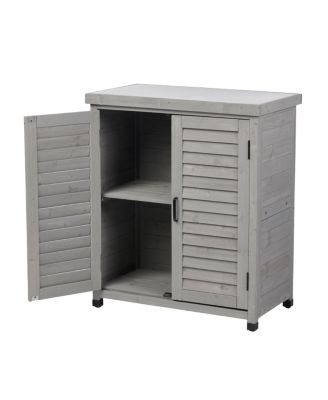 Potting Bench with Storage Cabinet and Metal Table Top