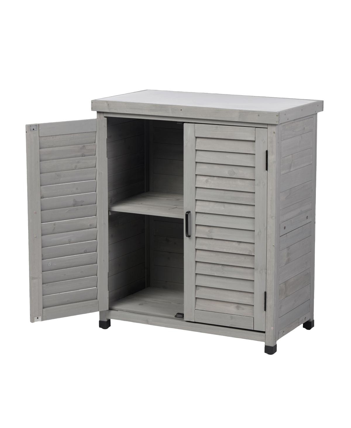 Streamdale Furniture Potting Bench with Storage Cabinet and Metal Table Top