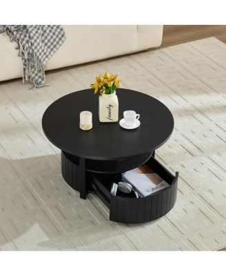  Round Storage Coffee Table for Living Room Movie Nights & Snacks