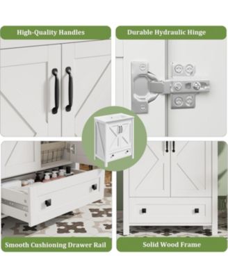  Vanity with Ceramic Sink Modern Bathroom Vanity with 2 Doors and 1 Storage Drawer Freestanding Bathroom Cabinet with Modern Design