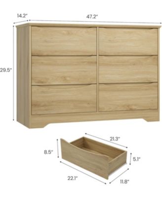 Wooden 6-Drawer Dresser, Tall Modern Storage Chest with Wide Top for Bedroom, Living Room, Hallway, Kids Room