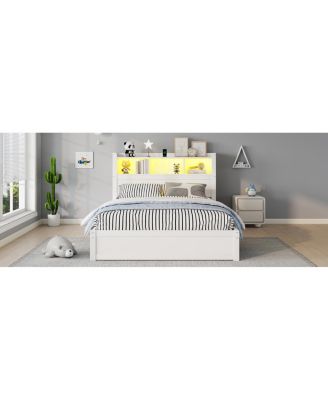 Full Size Wood Bed with Drawers, Storage Headboard & Cabinet