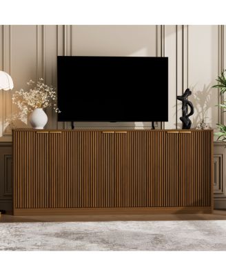 67-inch Modern Wavy Sideboard Walnut Storage Cabinet
