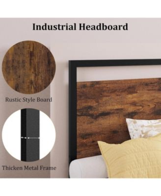 Bed Frame with Wood Headboard and Footboard, with Under Bed Storage, 6 Inch High, No Box Spring Needed, Easy Assembly