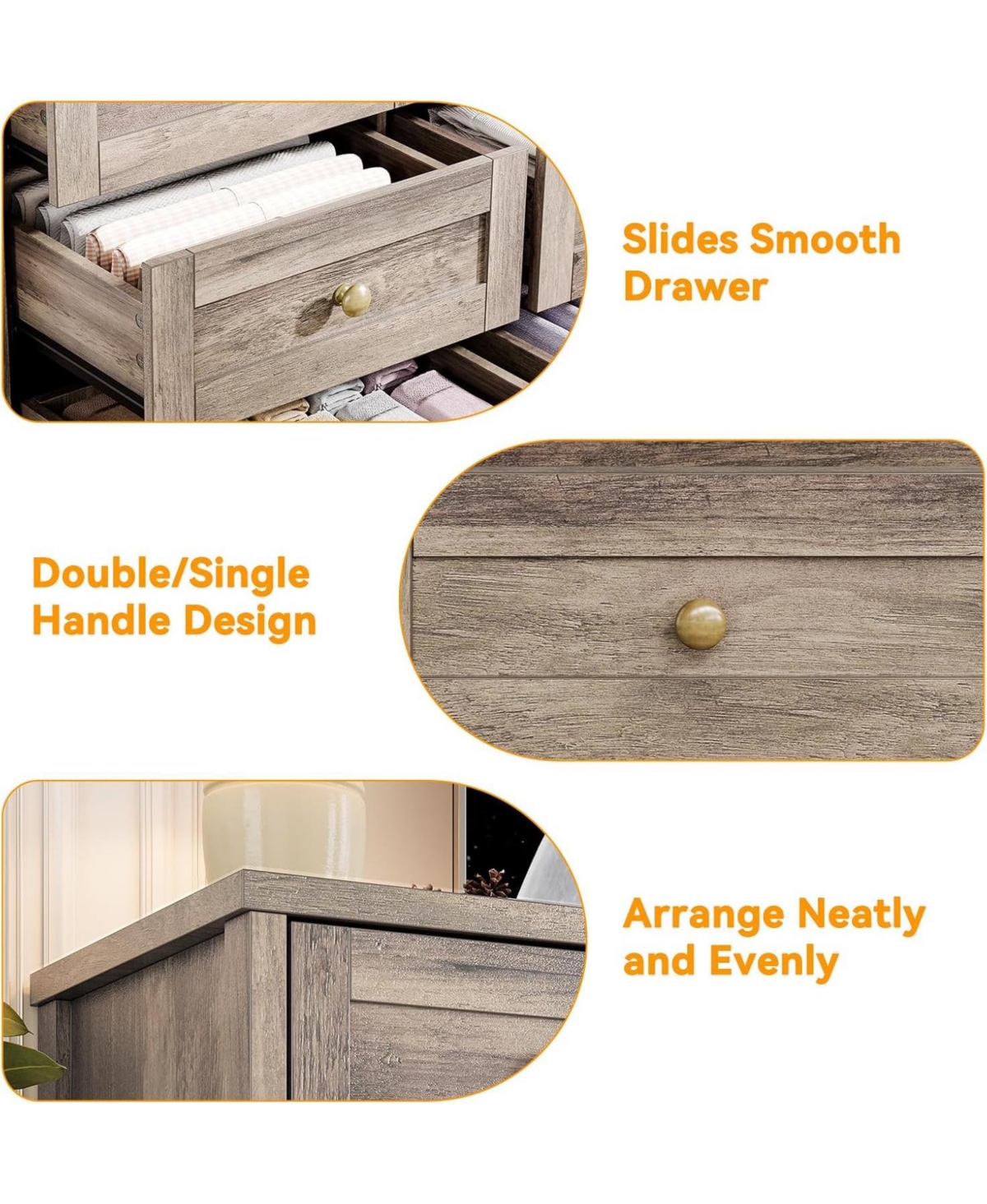 Gaomon 12 Drawer Wide Wooden Dresser, Storage Chest for Living Room or Tv Stand