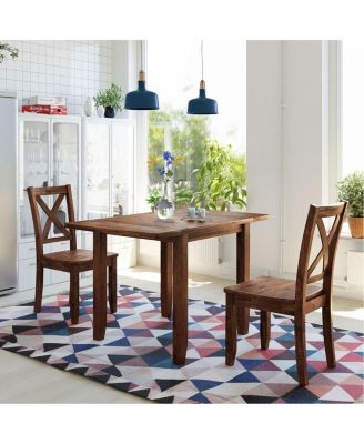 3-Piece Wood Drop Leaf Breakfast Nook Dining Table Set