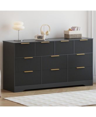 Fluted Dresser for Bedroom with 10 Drawers, 59" Wide Modern Chest of Drawers with Wood Frame