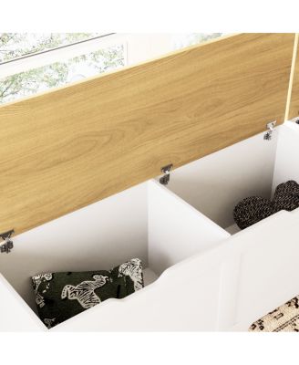 L-Shaped Modular Storage Bench with Cushion