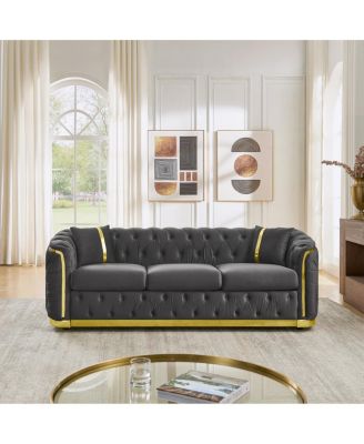 84.6" 3 Seater Mid Century Modern Chesterfield Sofa