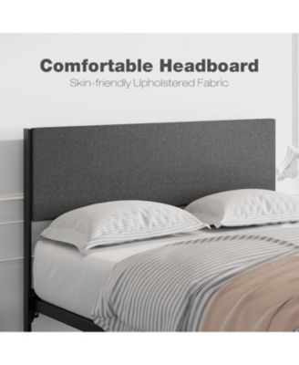 Upholstered Size Platform Bed Frame with 2 Storage Drawers and Headboard, Mattress Foundation with Steel Slat Support