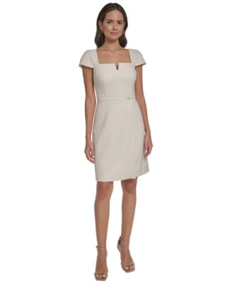Women's Signature Stretch Cap Sleeve Fit And Flare Dress