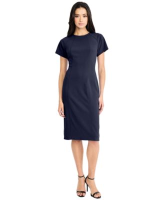 Women's Short-Sleeve Sheath Midi Dress