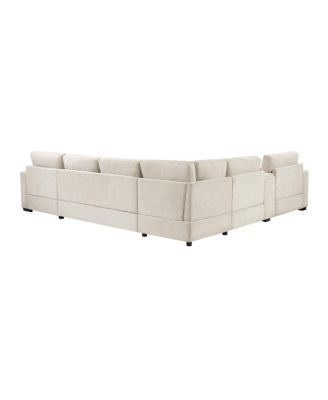 5-Seat 134" U-Shape Sectional Sofa with Chaise, Cup Holders & Storage
