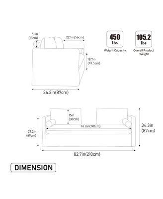 Chenille Double-Seater Sofa with Pillows