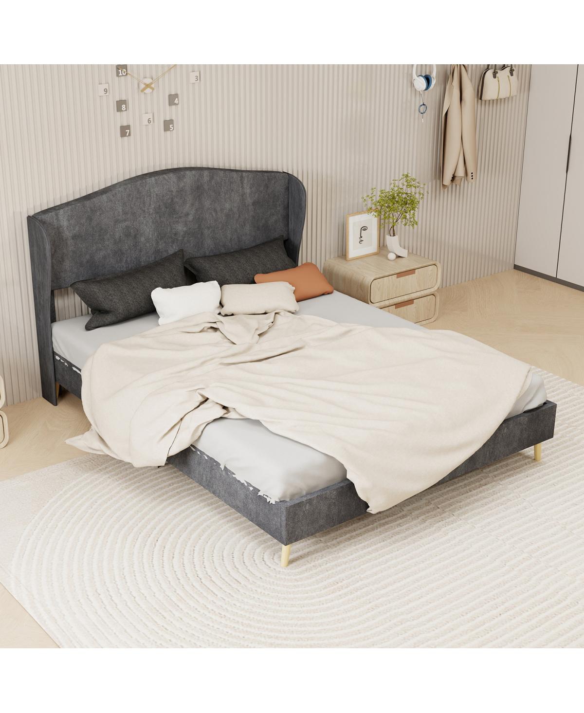 Streamdale Furniture Velvet Upholstered Queen Bed - Luxurious & Peaceful Master Bedroom Focus