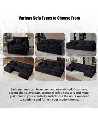 Modular Sectional Sofa, Oversized Deep Seat U Shaped Couch Set, 4-Seater Comfy Cloud Couches with Movable Ottomans, DIY Combination