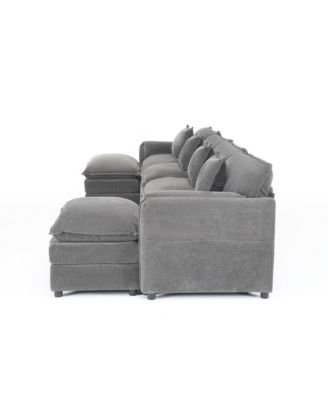 Modular Sectional Sofa, Oversized Deep Seat U Shaped Couch Set, 4-Seater Comfy Cloud Couches with Movable Ottomans, DIY Combination