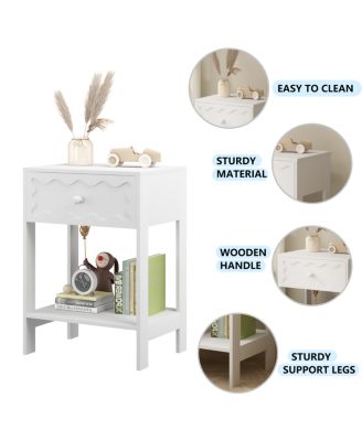 Nightstand with Drawer & Open Shelf, Modern Bedside Table