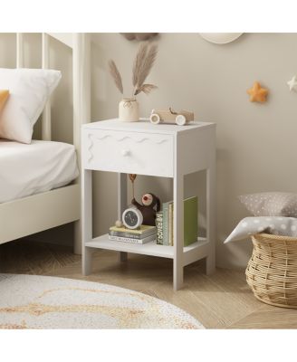 Nightstand with Drawer & Open Shelf, Modern Bedside Table