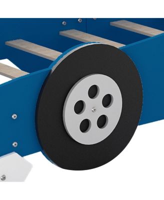 Twin Size Race Car-Shaped Platform Bed with Wheels