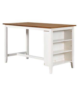 Rustic Farmhouse Counter Height Dining Table Set with 4 Chairs