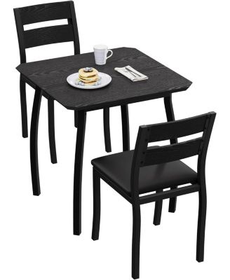 3 Piece Dining Table Set for 2 Small Kitchen Table Set with 2 Upholstered Chairs and Metal Frame and Wood Tabletop Apartment Home Kitchen