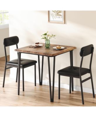 Dining Table Set for 4 Kitchen Table with Upholstered Chairs for Kitchen Room and Small Spaces (Retro Table with 2 Upholstered Chairs)