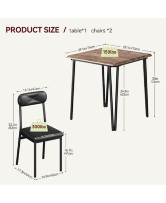 Dining Table Set for 4 Kitchen Table with Upholstered Chairs for Kitchen Room and Small Spaces (Retro Table with 2 Upholstered Chairs)