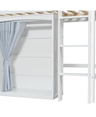 Streamdale   Loft Bed with Storage Cabinet, Wardrobe and LED