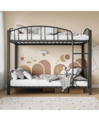 Metal Bunk Bed Twin Over Twin, Heavy Duty Bunkbeds Frame with Arched Guardrail and Safety Ladder, Sturdy Steel Bed for Kids Boys Girls