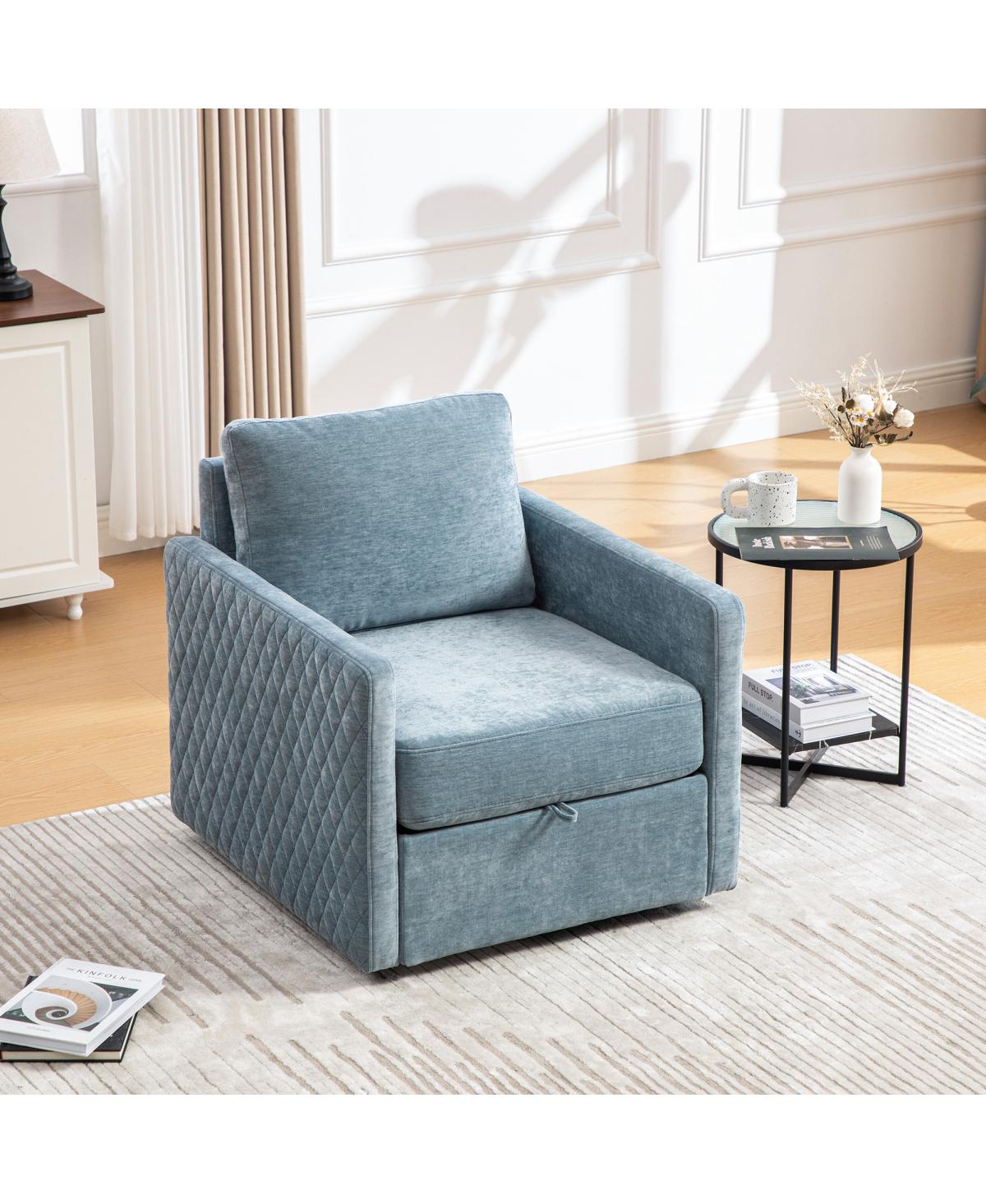 Streamdale Furniture 360° Swivel Armchair with Hidden Storage & Pillow