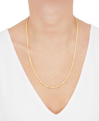 Hollow Rope Chain Necklace in 10k Yellow Gold
