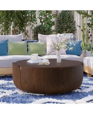 Streamdale Modern Wood Grain Drum Coffee Table