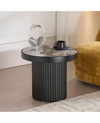 Streamdale Set of 2 Coffee Table, Round Sintered Stone Tabletop for Living Room