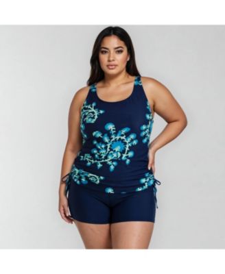 Plus Size Maya Tankini Swim Top With Removable Cups and Swim Shorts Set