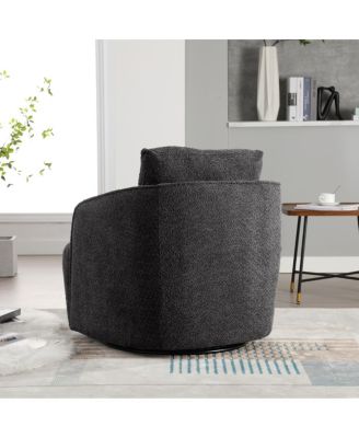 Boucle Upholstered Swivel Accent Barrel Chair & Round Sofa Chair