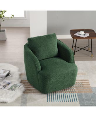 Boucle Upholstered Swivel Accent Barrel Chair & Round Sofa Chair