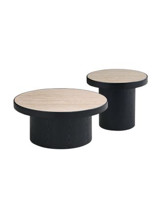 Streamdale Set of 2 Coffee Table, Round Sintered Stone Tabletop