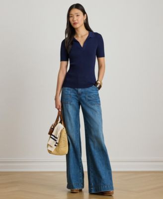 Women's Slim Fit Polo Collar Top